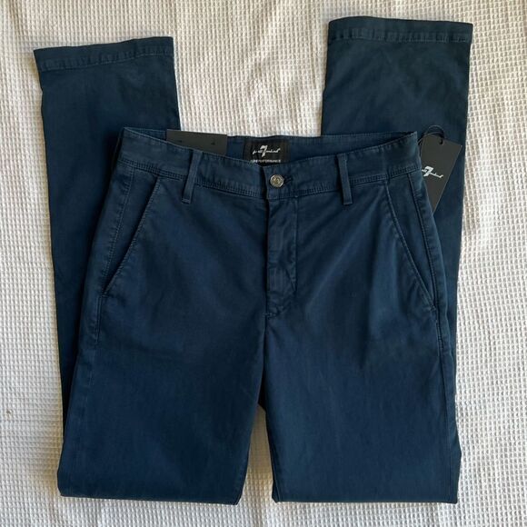 NWT 7 for All Mankind Men’s LUXE PERFORMANCE SLIMMY CHINO IN SATEEN NAVY sz 28 - Picture 6 of 11